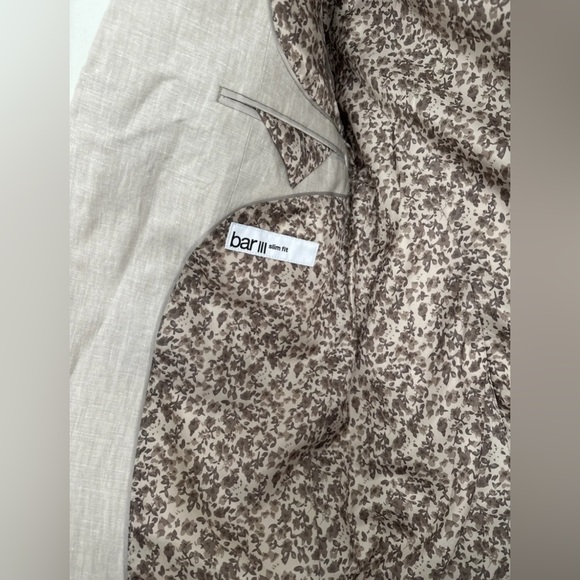 Bar lll Slim Fit Linen Suit Jacket Size 36S  -Tan- - Picture 5 of 7